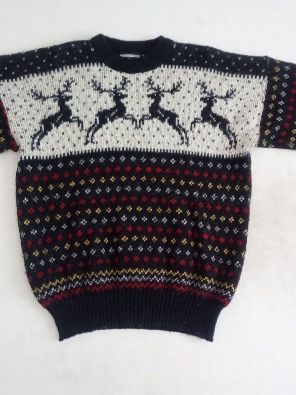 Nesjar Norwegian vintage chunky 100% wool sweater with a reindeer motif - Picture 13 of 14